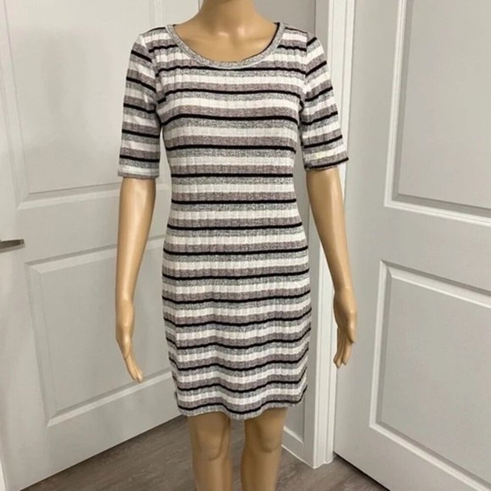 Rokoko Women's Mini Dress. Striped. Fitted. Stretchy. Multicolor. Large. Cute